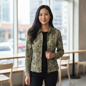 Madison Michelle Multi color zipper front jacket size small Preowned